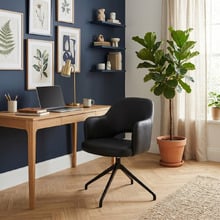 Lex Vinyl Trestle Armchairs (Set of 2)